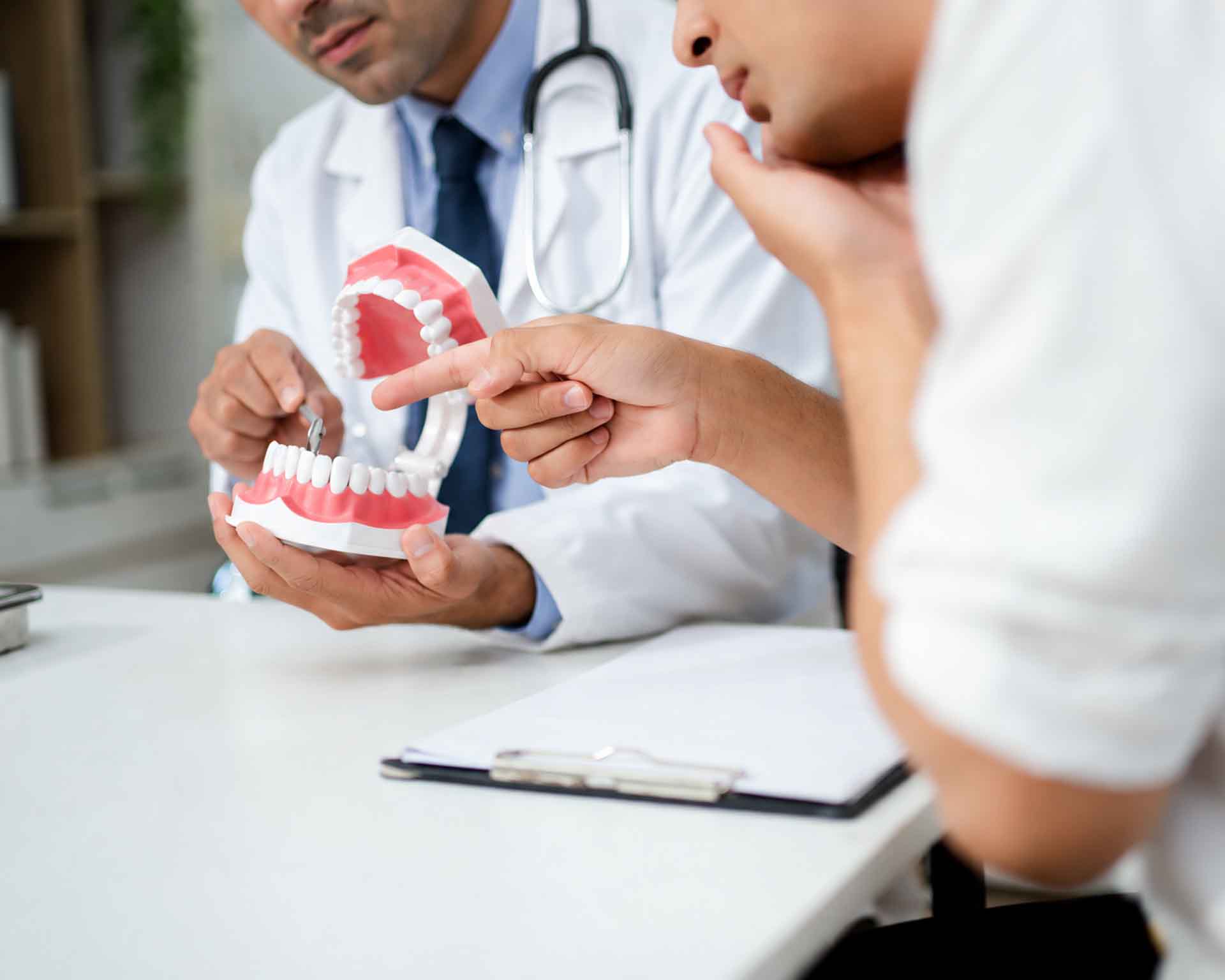 Dental Consultation With Jaw Model with Milan Sata DDS at Grand Blanc Dental Center in Grand Blanc, Michigan